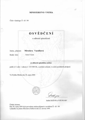 Osvědčení o odborné způsobilosti v požární ochraně